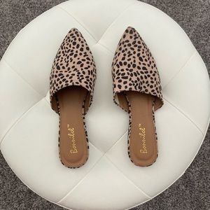 BONNIBEL LEOPARD PRINT SLIDE ON FLATS WITH POINTED TOE